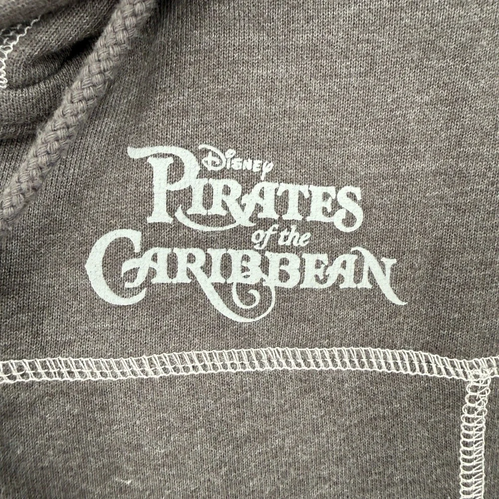 Disney Pirates of the Caribbean Zip Up Hoodie Mens S Charcoal Gray Graphic